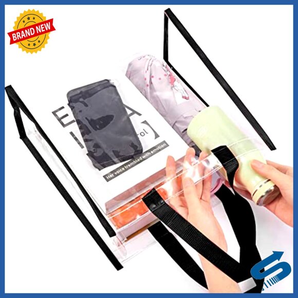 Clear PVC Tote Bags Bulk Pack Stadium Approved See Through Travel Beach - Picture 2 of 7